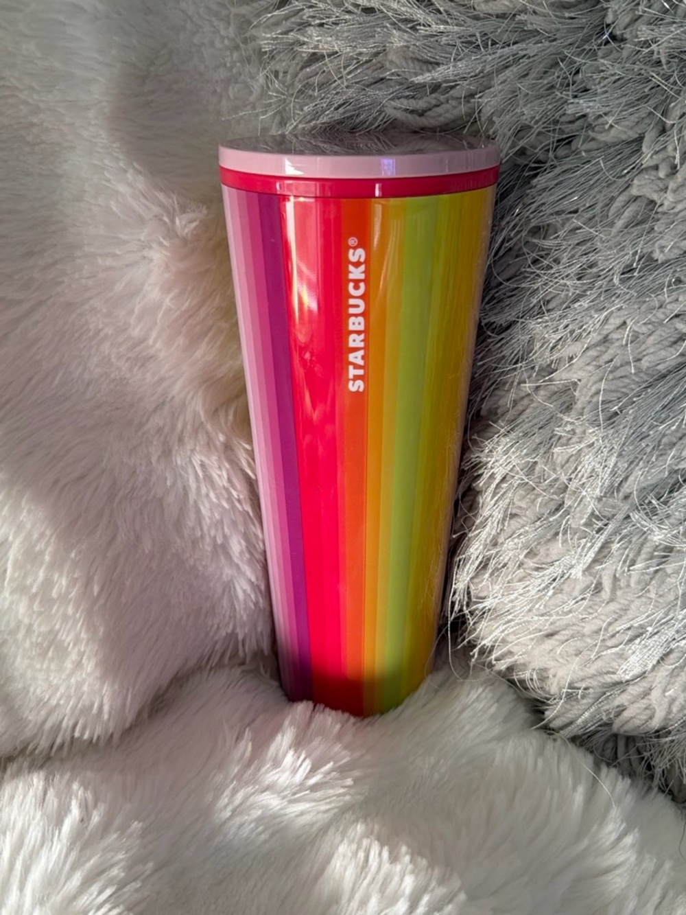 Starbucks Rainbow Stripe Tumbler - Pink Red Orange Yellow Green Purple